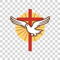 Pentecost Dove With Cross and Sunburst Design