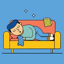 person taking a peaceful nap cartoon style