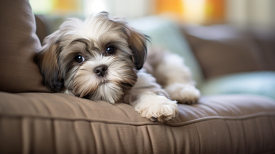  Shih Tzu Dog breed puppy sit on the couch