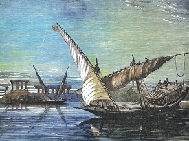 A Nile Boat Colorzied illustration