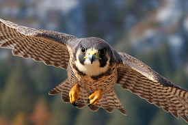 a peregrine falcon in flight soaring in the air