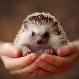 adorable hedgehog baby in a persons hand
