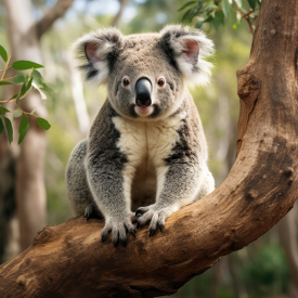 adorable koala bears sit in an eucalyptus tree