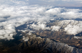 aerial view snow covered mountains southern california 0616