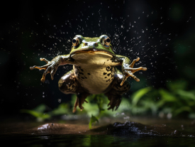 african bullfrog leaping to catch an insect