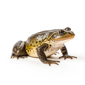African clawed frog side view isolated on white background
