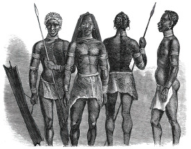 african men with spears historical illustration africa