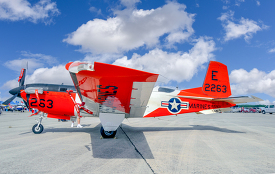 airshow red white marines prop plane 