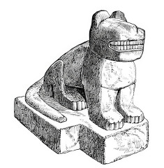 ancient stone sculpture cuzco historical illustration