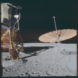 apollo 14-down-Sun portrait of the S-Band antenna on moon