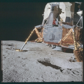 apollo 14-Right side and aft section of the lunar module near a 