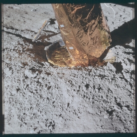 apollo 14-shows the north footpad  which has dug into the surfac