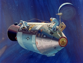 Apollo 15 artwork showing Worden EVA