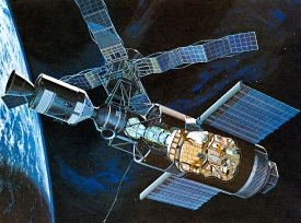artists concept of the skylab space station cluster 11