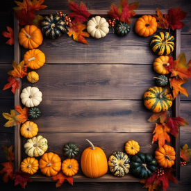 assortment of mini pumpkins and gourds creates a charming frame 