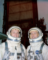 Astronauts Edward White II Gemini Titan 4 pilot and James McDivi