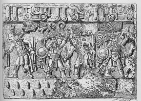 aztec stone carvings mexico historic illustration