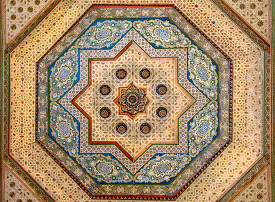 bahia palace geometric decoration of wooden ceiling