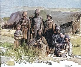 Bakhtiari tribe of western Iran colorized historical illustratio