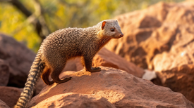 banded mongoose shows rock climbing skills in africa