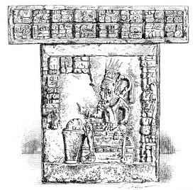 Bas relief Chichen Itza mexico historic illustration