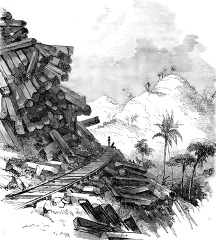 basaltic cliff historical illustration