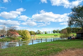 beautiful scenic farm with lake