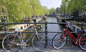 bicycles on a bridge 