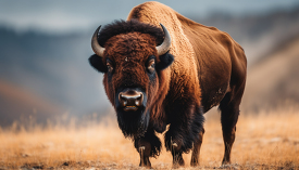 bison standiing in an open field
