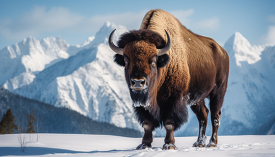 bison standing in the snow