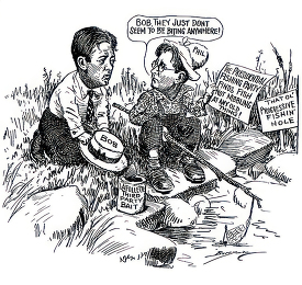 black and white american political cartoon a0521