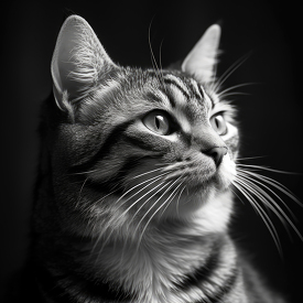black and white portrait of a beautiful cat