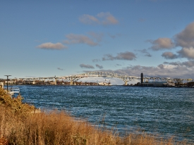Blue Water Bridge bridge across the St Clair River links Port Hu
