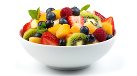 bowl of fresh and colorful mixed fruit salad