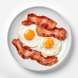 breakfast dish featuring a protein rich meal of eggs and bacon