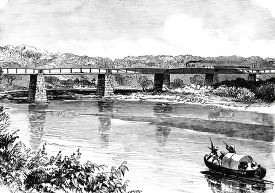 bridge across the chagres river historical illustration