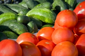 bright red tomatoes with cucumbers