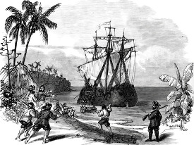 buccaneers embarking on an expedition historical illustration