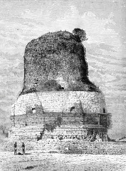 buddhist tower at sarnath india historical illustration