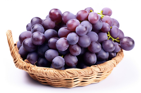 bunch of purple grapes in a basket
