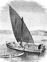 bunder boat on arabian sea historical illustration