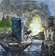 burning ghaut at calcutta historical illustration
