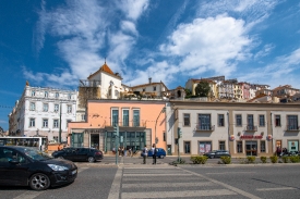 Busy street coimbra portugal
