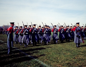 cadets marching at Virginia Military Institute located in Lexing