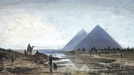 camel near the great pyramid of giza illustration