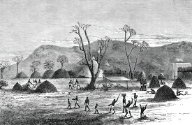 camp near the hills historical illustration africa