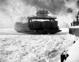 Car Ferry in Snow and Ice