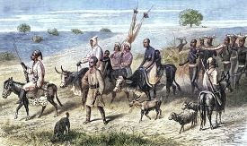 caravan of an ivory trader historical illustration africa
