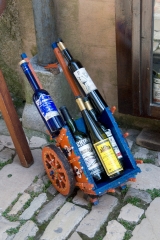 cart with bottles of wine erice Italy
