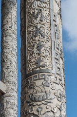 carvings on pillars Kuan Yin Pavilion penang